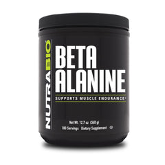 NutraBio Beta Alanine powder container for pre-workout support.