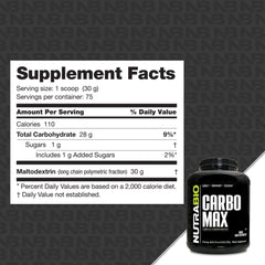 NutraBio CarboMax 5lb bag for bulk carbohydrate support and muscle gain