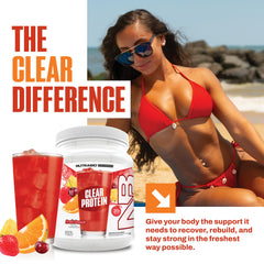 Shaker bottle blending NutraBio Clear Fruit Punch into a foam-free drink