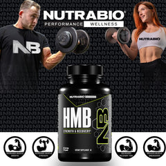 Label of NutraBio HMB highlighting transparency and quality testing.