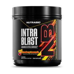 NutraBio Intra Blast strawberry lemonade powder for hydration during workouts.