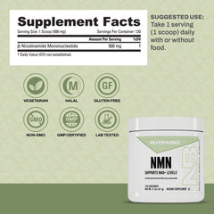 Close-up of NutraBio NMN capsules for daily energy support.