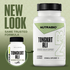 NutraBio LJ100 label close-up highlighting purity and potency
