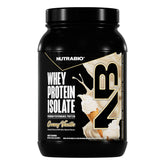 NutraBio 100% Whey Isolate creamy vanilla jar highlights premium protein for workouts