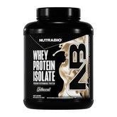 NutraBio whey isolate powder in a 5lb jar, high-protein and low-carb.
