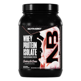 NutraBio Whey Isolate powder in strawberry flavor for convenient daily protein intake