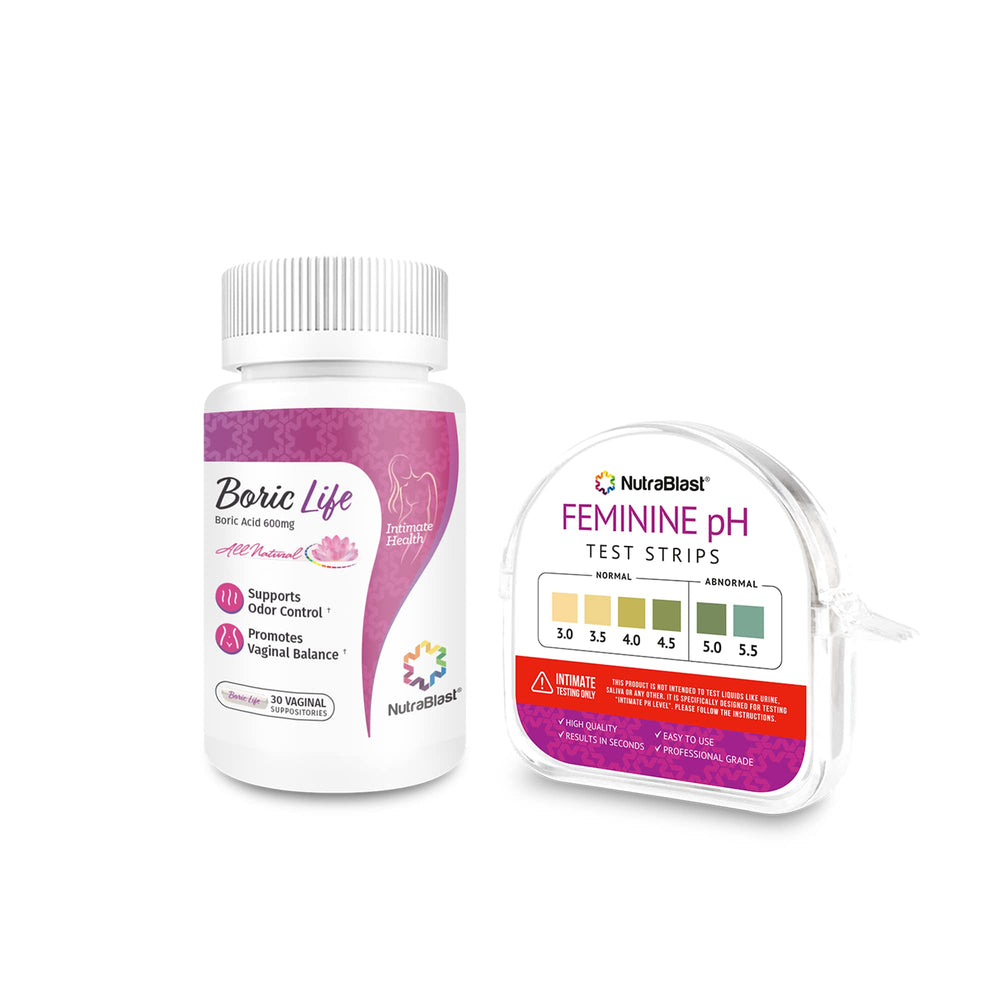 NutraBlast boric acid vaginal suppositories 600 mg for balanced comfort