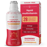 NutraChamps Complete Liquid Multivitamin bottle with raspberry flavor for daily energy