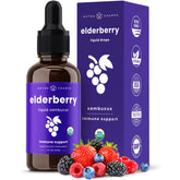 NutraChamps elderberry syrup bottle label showcasing premium ingredients for daily immune support