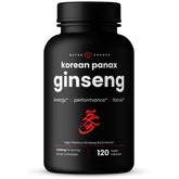 NutraChamps Korean Red Panax Ginseng capsules bottle for steady energy and focus.