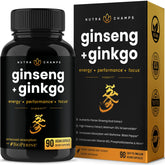 NutraChamps Korean Red Panax Ginseng capsules in bottle for energy and focus