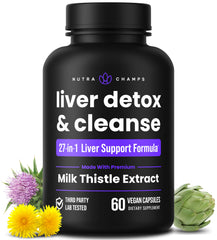 NutraChamps Liver Cleanse bottle shows daily liver support.