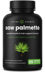 NutraChamps Saw Palmetto bottle with capsules for urinary support