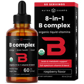 NutraChamps B Complex liquid drops bottle pour for easy daily energy support.