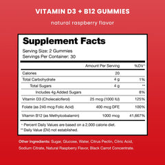 NutraChamps Vitamin D3 and B12 gummies closeup of raspberry flavor