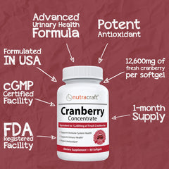 Nutracraft Cranberry Concentrate gel capsule closeup for easy swallowing
