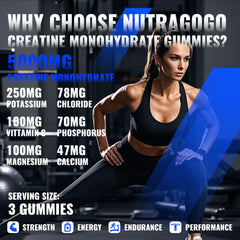 NUTRAGOGO Creatine Monohydrate Gummies Blueberry Chews Closeup shows chewy texture for daily gym sessions.