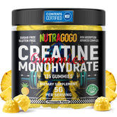 NUTRAGOGO Creatine Monohydrate Gummies bottle with pineapple flavor for on-the-go energy support.