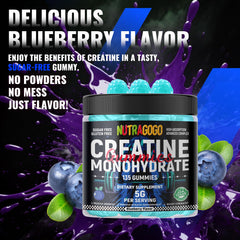 NUTRAGOGO Creatine Monohydrate Gummies Vegan Non-GMO for plant-based athletes.