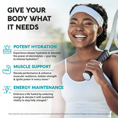 NutraHarmony Electrolytes tablets close-up shows compact daily hydration solution