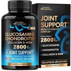 NutraHarmony glucosamine-chondroitin-msm capsules bottle for joint support