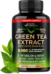 NutraHarmony Green Tea Extract bottle showing potent 50% EGCG for daily energy