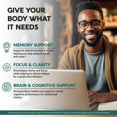 NUTRAHARMONY Lions Mane capsules—1200 mg per dose, ideal for daily mental clarity.