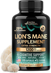 NutraHarmony Lions Mane capsules – close-up view of capsules for cognitive support