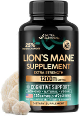 NutraHarmony Lions Mane capsules – close-up view of capsules for cognitive support