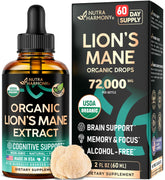 NutraHarmony Lions Mane Liquid bottle for natural cognitive support and daily focus.