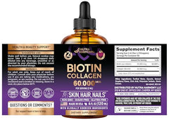 NutraHarmony liquid biotin-collagen 60k dropper-dispense shows easy daily use