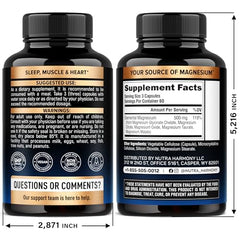 NutraHarmony Magnesium 5-in-1 bottle side with label detail for informed choice.