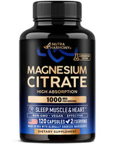 NUTRAHARMONY Magnesium Citrate 1000mg bottle for daily wellness and easy dosing.