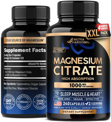 NUTRAHARMONY Magnesium Citrate 1000mg bottle supports daily wellness.