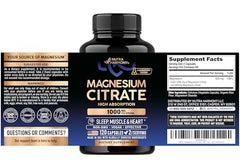 Close-up of NUTRAHARMONY Magnesium Citrate 1000mg capsules showing capsule detail.