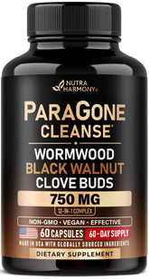 NUTRAHARMONY Paragone bottle front, vegan cleanse option for everyday wellness.