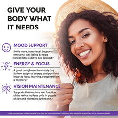 NUTRAHARMONY saffron capsules on white background signifying purity