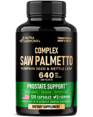 NutraHarmony Saw Palmetto capsules for daily prostate support and urinary comfort.