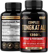 NUTRAHARMONY Tongkat Ali 1350mg bottle front highlighting potency for energy support