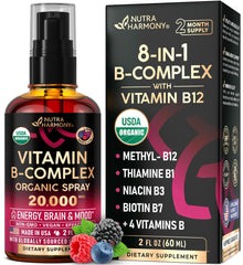 NUTRAHARMONY B-Complex spray bottle promotes daily energy support.