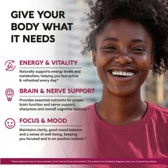 NutraHarmony Vitamin B Complex label close-up highlighting B vitamins and ingredients