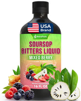 NutraPeaks Soursop Bitters Liquid bottle for daily digestive balance and energy support.