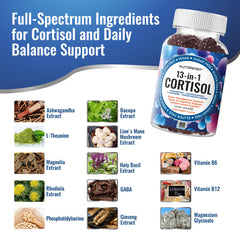 NutraPep Cortisol Gummies ingredients panel highlighting ashawagandha and L-Theanine.