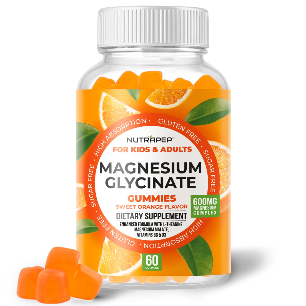 NutraPep Magnesium Glycinate Gummies bottle, easy-to-chew wellness support for daily use.
