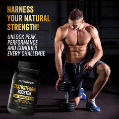 NutraPep Testosterone Booster capsules closeup highlighting compact pills for daily vitality.