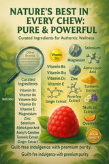 NutraPerfecto gummy close-up shows chewy texture and vitamin-rich formula for daily use.