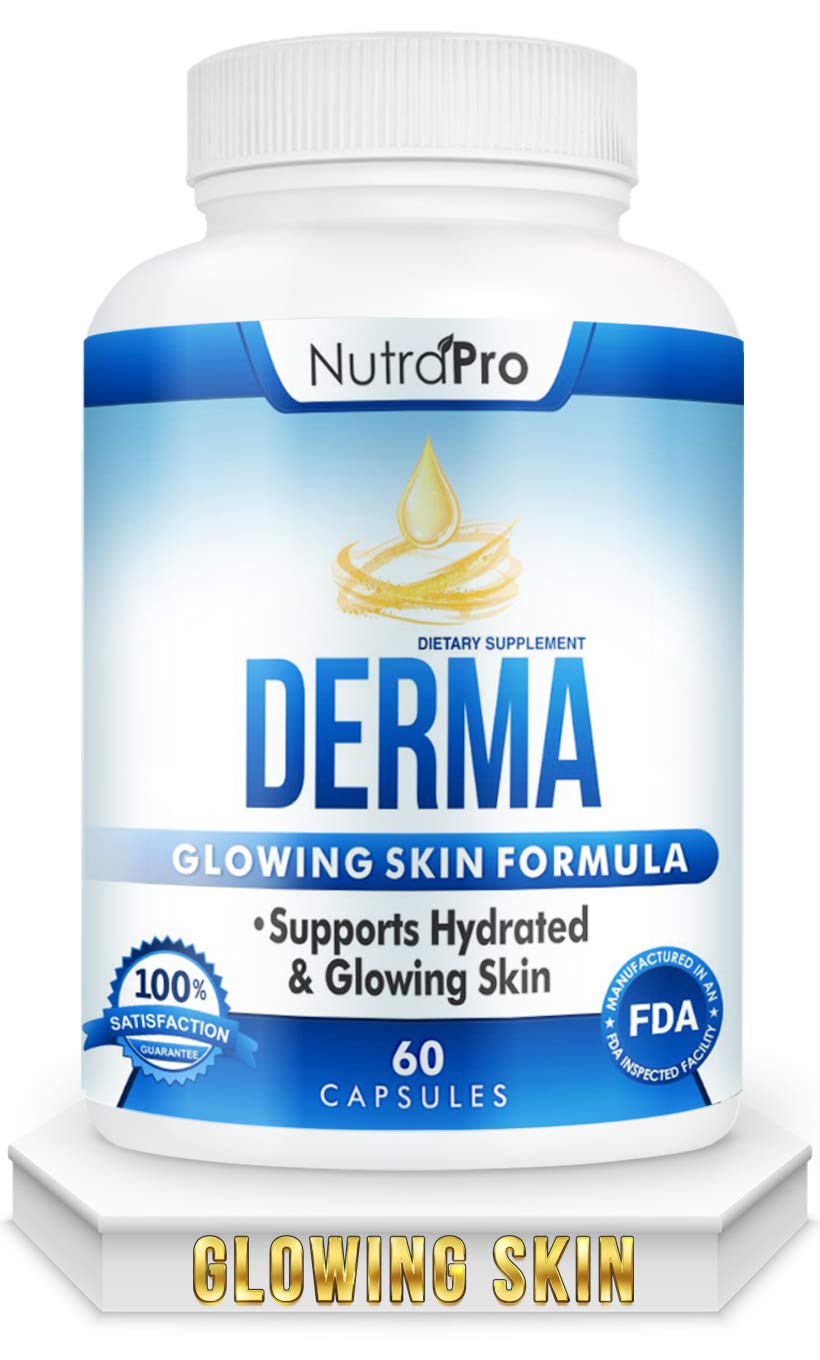 NutraPro Dermal Repair Complex bottle showing hydration support for skin.