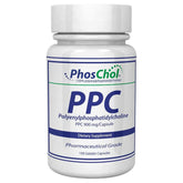 Nutrasal PhosChol 900mg bottle with gel capsules highlighting PPC from soy lecithin for daily lipid support.