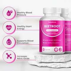 Nutrathrive beet root capsules label closeup with clean label