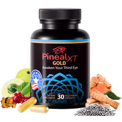 Nutraville Pineal XT Gold bottle front, highlighting focus and vitality.